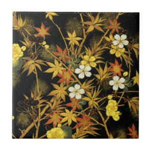 Carreau Feuilles d'automne japonaises Antique botanique