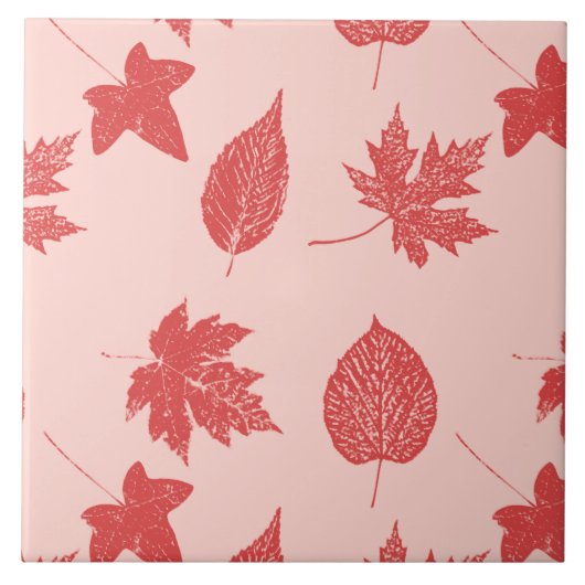 Carreau Feuilles d'automne - orange corail et rose (Devant)