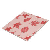 Carreau Feuilles d'automne - orange corail et rose (Côté)