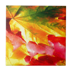 Carreau Feuilles d'automne Personnalisez-le Jaune, Rouge, 