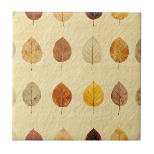 Carreau Feuilles d'automne pressées dorées marron crème vi