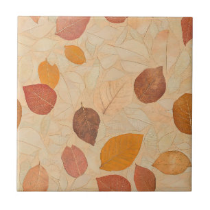 Carreau Feuilles d'automne séchées vintage Or Orange Rouge
