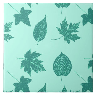 Carreau Feuilles d'automne - turquoise et aqua