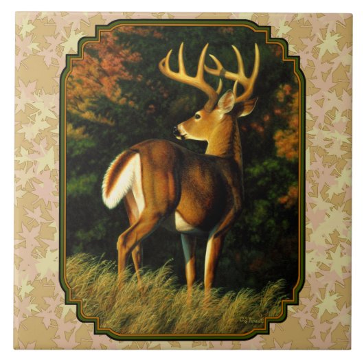 Carreau Feuilles d'automne Whitetail Buck (Devant)