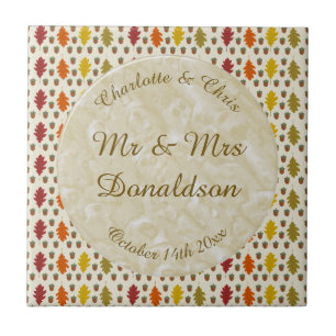 Carreau Feuilles de chêne et Acorns Automne Mariage d'auto