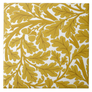 Carreau Feuilles de chêne William Morris, jaune et blanc 
