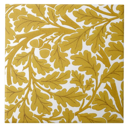 Carreau Feuilles de chêne William Morris, jaune et blanc d (Devant)