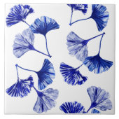 Carreau Feuilles de gingko bleu et blanc (Devant)