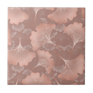 Carreau Feuilles de Ginkgo Blush Romantique Botanique Or