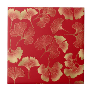 Carreau Feuilles de Ginkgo dorées sur Élégante Botanique R