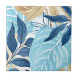 Carreau Feuilles de la Jungle Bleue<br><div class="desc">Blue Jungle IV par Juin Erica Vess. Des feuilles tropicaux aux couleurs abstraites sont réunis dans cette oeuvre d'art. | 163238Z</div>