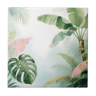 Carreau Feuilles de la Jungle Tropicale Aquarelle