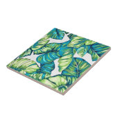 Carreau Feuilles de Monstera Tropical et Banana Blue Green (Côté)