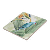 Carreau Feuilles De Palme Avec Oiseau Bleu (Côté)