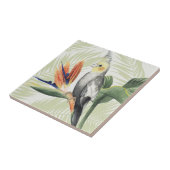 Carreau Feuilles de palmiers à oiseaux noirs (Côté)