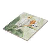 Carreau Feuilles De Palmiers Avec Oiseau Blanc (Côté)