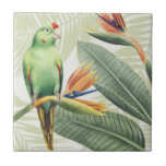 Carreau Feuilles De Palmiers Avec Oiseau Vert<br><div class="desc">Feuilles De Palmiers Avec Oiseau Vert Artiste : Grace Popp | ID d'image : 157018GG</div>