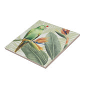 Carreau Feuilles De Palmiers Avec Oiseau Vert (Côté)