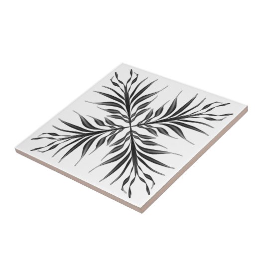 Carreau Feuilles de plumes texturées translucides noires e (Côté)