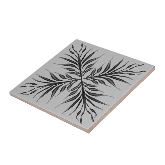 Carreau Feuilles de plumes texturées translucides noires e (Côté)