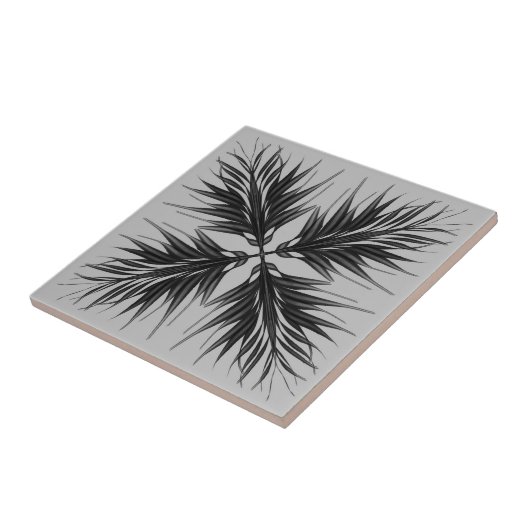 Carreau Feuilles de plumes texturées translucides noires e (Côté)
