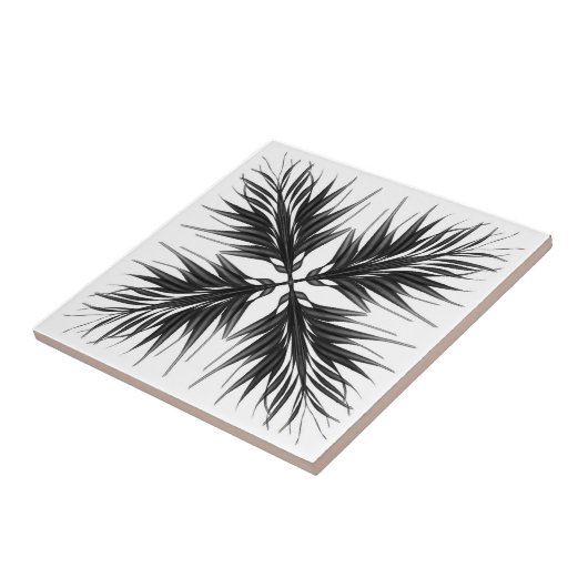 Carreau Feuilles de plumes texturées translucides noires e (Côté)
