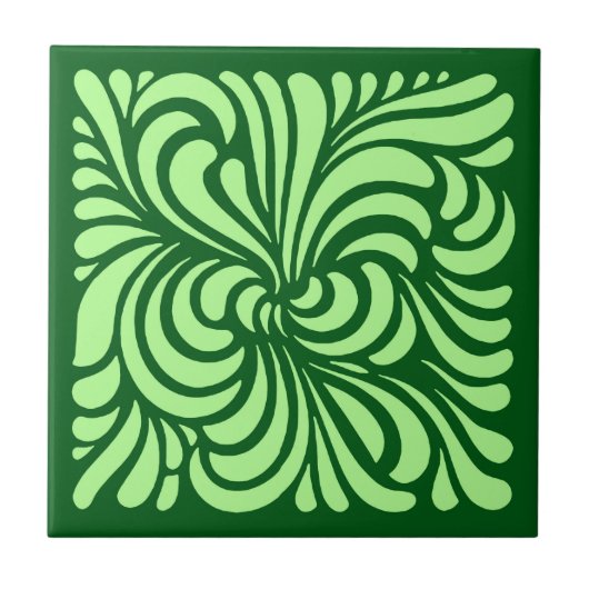 Carreau Feuilles de style Art nouveau, Emerald Green (Devant)