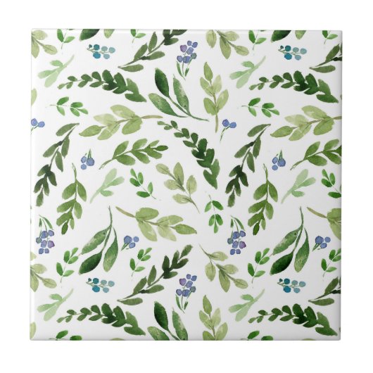 Carreau Feuilles de verdure Motif Moderne Simple Cute (Devant)