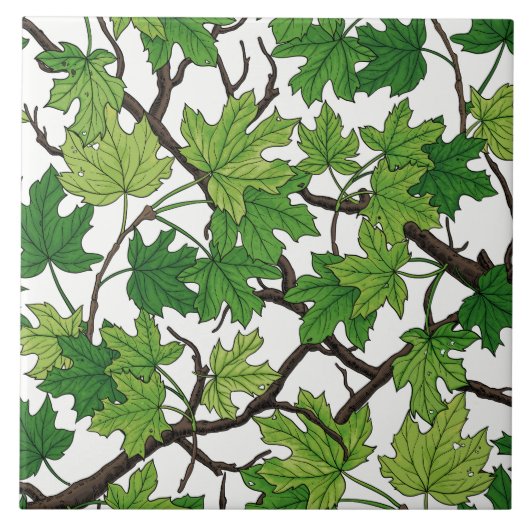 Carreau Feuilles d'érable sur fond blanc (Devant)