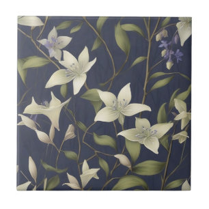 Carreau Feuilles sauvages et Motif de fleurs de bois