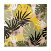 Carreau Feuilles Tropicales Abstraites Modernes & Points (Devant)