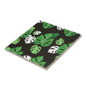 Carreau Feuilles tropicales de Monstera Fond noir (Côté)