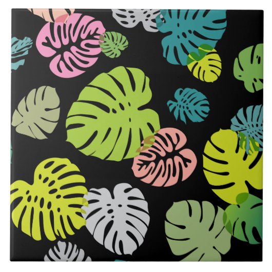 Carreau Feuilles tropicales multicolores 2 (Devant)