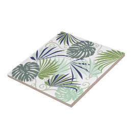 Carreau Feuilles tropicaux aux palmiers