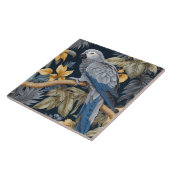 Carreau Feuilles tropicaux du perroquet gris d'Afrique (Côté)
