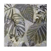 Carreau feuilles tropicaux et fleurs. (Devant)