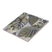 Carreau feuilles tropicaux et fleurs. (Côté)