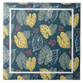 Carreau Feuilles tropicaux stylisés jaune et vert sauge (Devant)