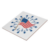 Carreau Feux d'artifice en étoile explosive Drapeau Améric (Côté)