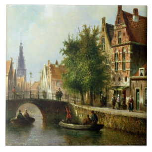 Carreau Figures sur un canal, Amsterdam (huile sur le