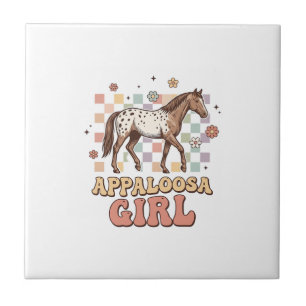 Carreau Fille Appaloosa Vintage Cheval Occidental T-Shirt