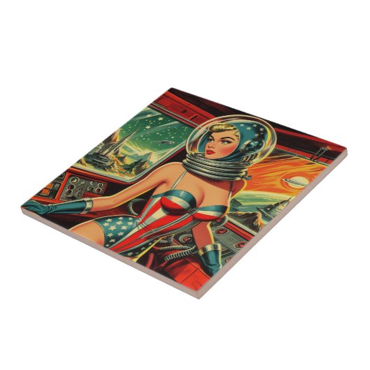 Carreau Fille astronaute rétro (Côté)