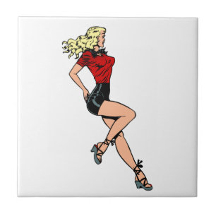 Carreau Fille au charme rétro de la porte d'à côté, blond 