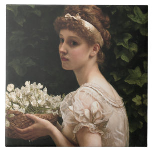 Carreau Fille aux fleurs de pois (par Edward Poynter)