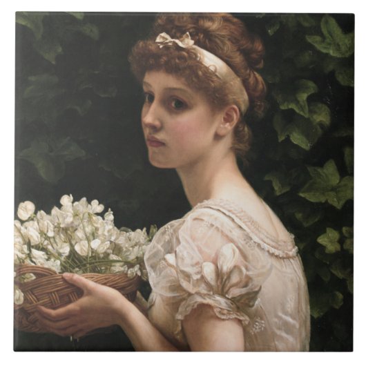 Carreau Fille aux fleurs de pois (par Edward Poynter) (Devant)