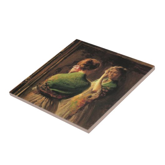 Carreau Fille avec châle vert (par Joseph DeCamp) (Côté)