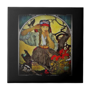 Carreau Fille avec le choeur de professeur de Raven