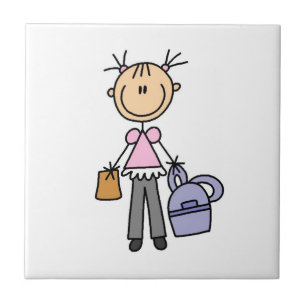 Carreau Fille avec sac à dos