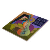 Carreau Fille avec tuile en céramique guitare/Trivet (carr (Côté)