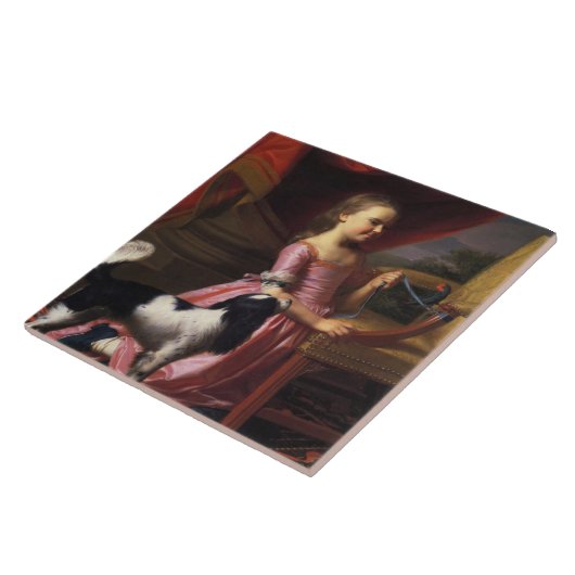 Carreau Fille avec un oiseau et un chien (John Singleton C (Côté)